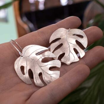 monstera leaves earrings