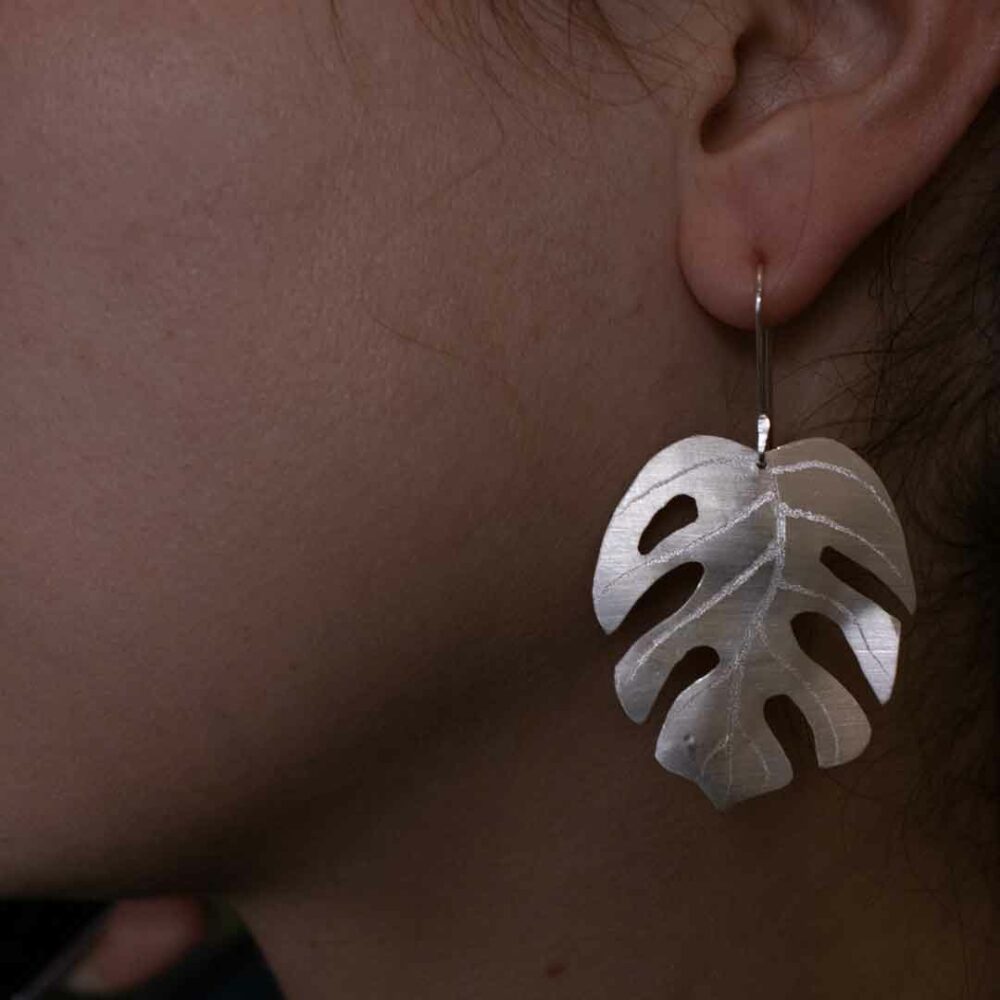 monstera leaves earrings