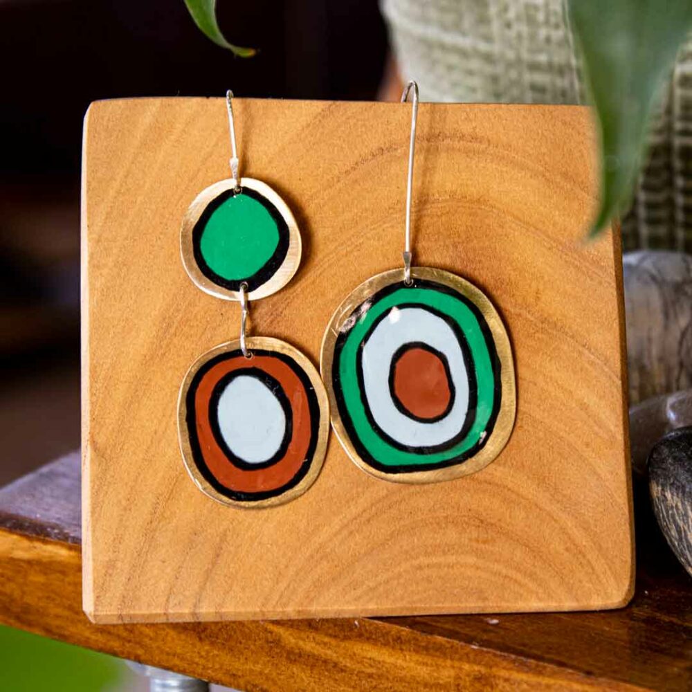 mira green brown earrings