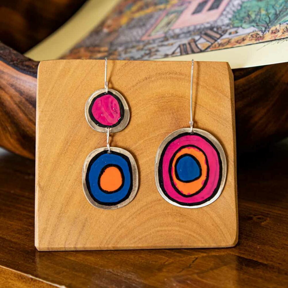 mira pink ultramarine blue earrings