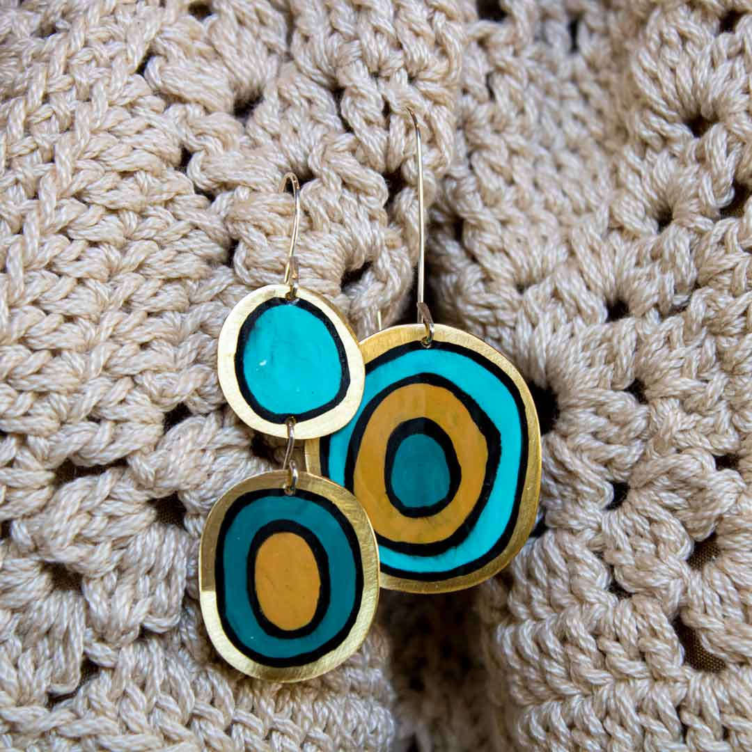 mira blue yellow earrings mira blue yellow earrings