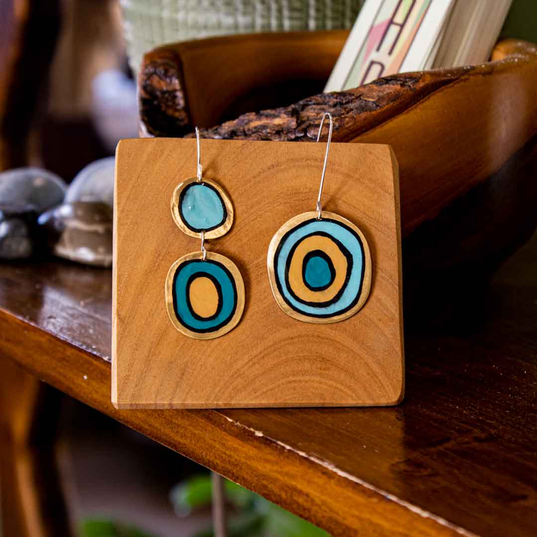 mira blue yellow earrings mira blue yellow earrings