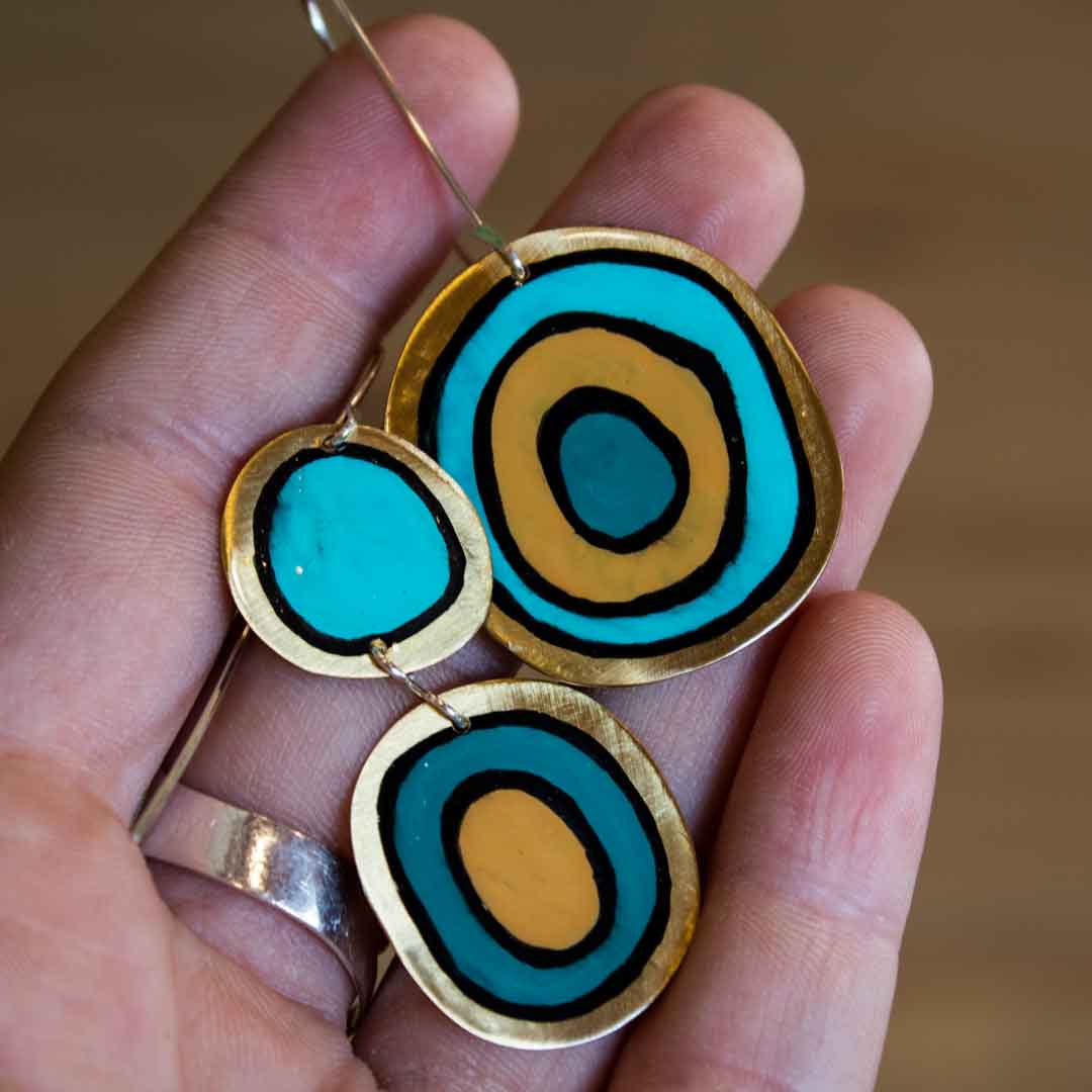 mira blue yellow earrings